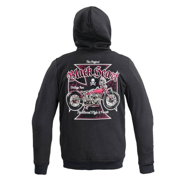 Bluza motocyklowa męska z kapturem W-TEC Black Heart Vintage Iron Hoodie - Czarny