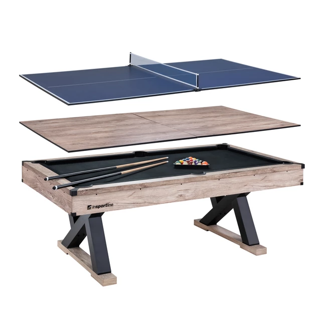 Stół bilardowy i do tenisa stołowego 3w1 inSPORTline Residento - jasne drewno - jasne drewno