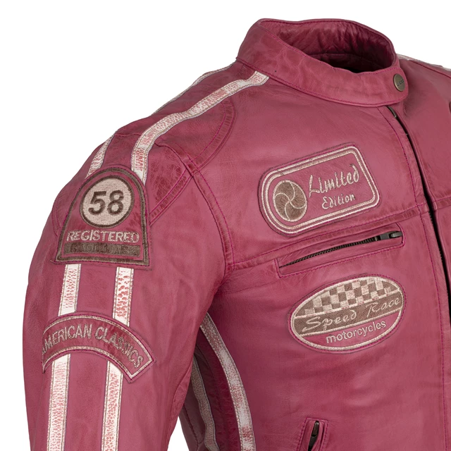 Dámska kožená moto bunda W-TEC Sheawen Lady Pink - ružová