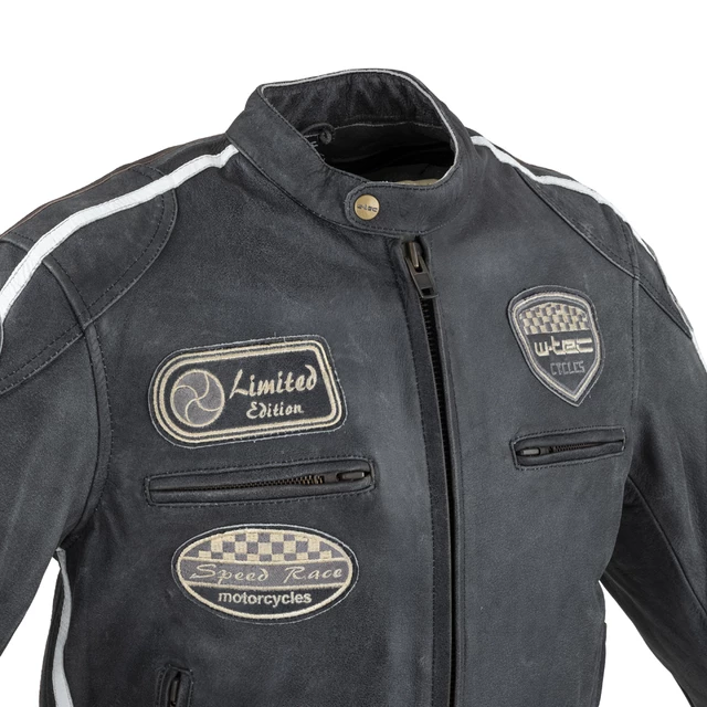 Men’s Leather Motorcycle Jacket W-TEC Dark Vintage