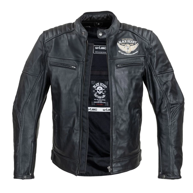 Męska skórzana kurtka motocyklowa W-TEC Black Heart Wings Leather Jacket - Czarny