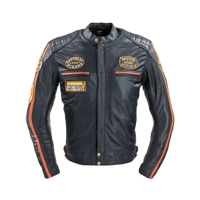 Men’s Leather Motorcycle Jacket W-TEC Sheawen Classic - Black - Black