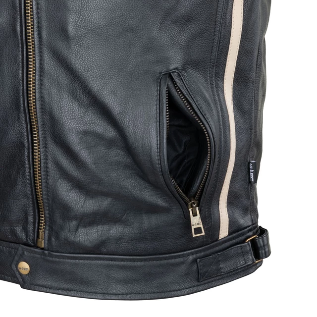 Pánská kožená bunda W-TEC Makso - 2.jakost - černá s nášivkami