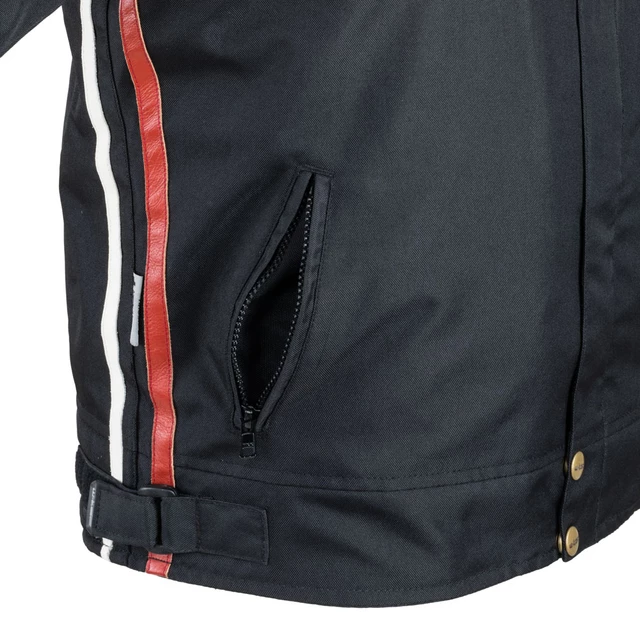 Pánska textilná bunda W-TEC Jawo - čierna s červeným a béžovým pruhom