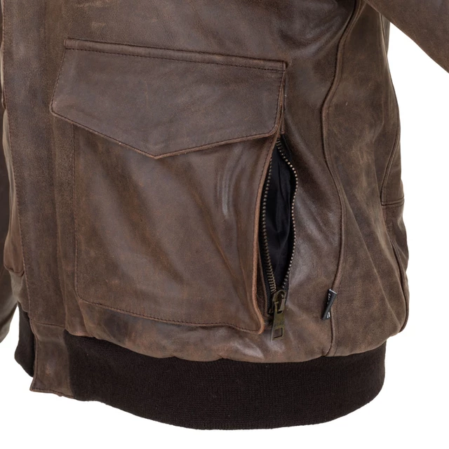 Pánska kožená bunda W-TEC Black Heart Bomber - vintage hnedá