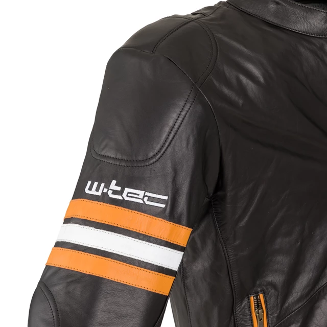 Leather Motorcycle Jacket W-TEC Brenerro - Black-Orange-White, XXL