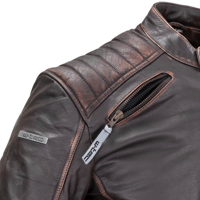 Skórzana męska kurtka motocyklowa W-TEC Embracer - Vintage ciemnobrązowy