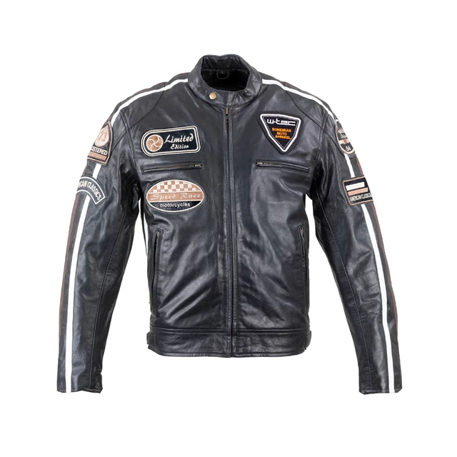 Men’s Leather Motorcycle Jacket W-TEC Black Cracker - Black
