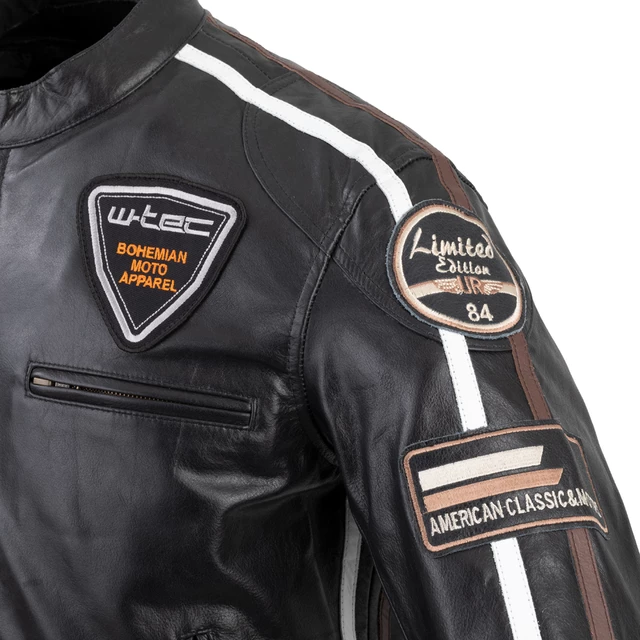 Men’s Leather Motorcycle Jacket W-TEC Black Cracker