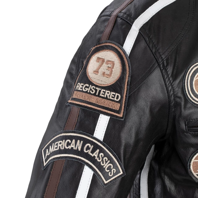 Men’s Leather Motorcycle Jacket W-TEC Black Cracker