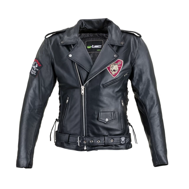 Leather Motorcycle Jacket W-TEC Black Heart Perfectis - Black - Black