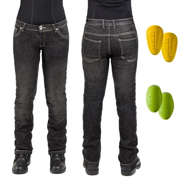 Dámske moto jeansy W-TEC C-2011 čierne - čierna - čierna