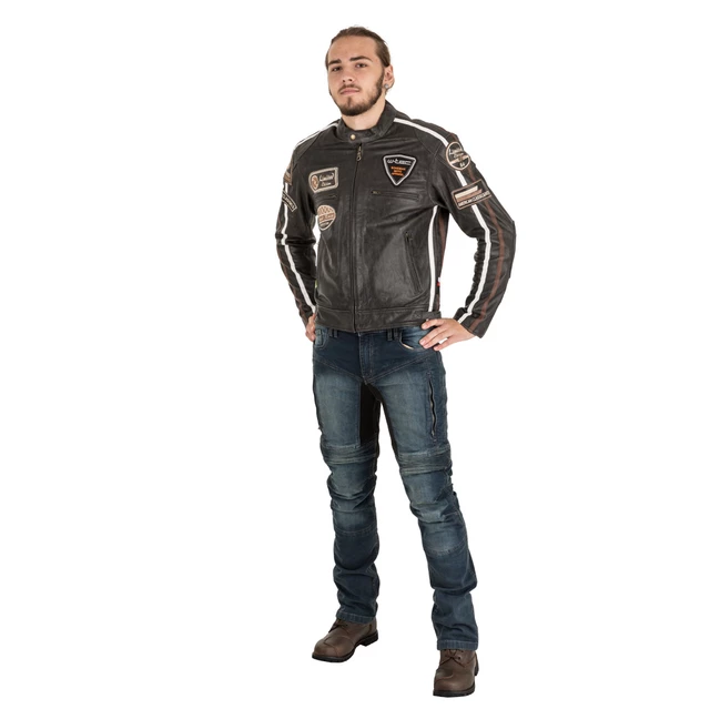 Men's Leather Motorcycle Jacket W-TEC Antique Cracker - 6XL