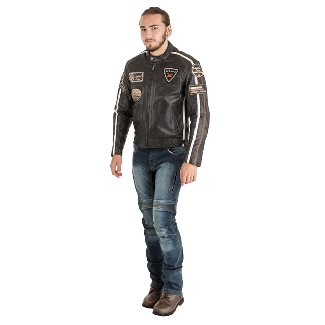 Men's Leather Motorcycle Jacket W-TEC Antique Cracker - 6XL