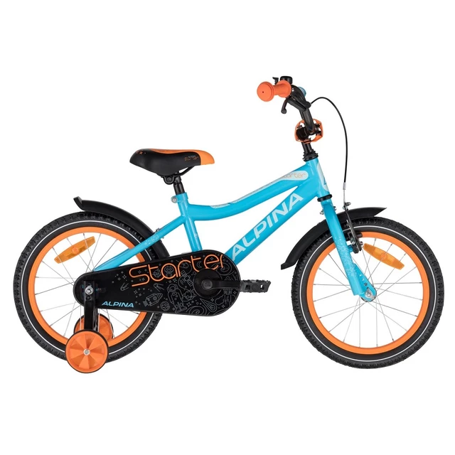 Rower dziecięcy ALPINA Starter 16" - Żółty - Niebiesko-pomarańczowy