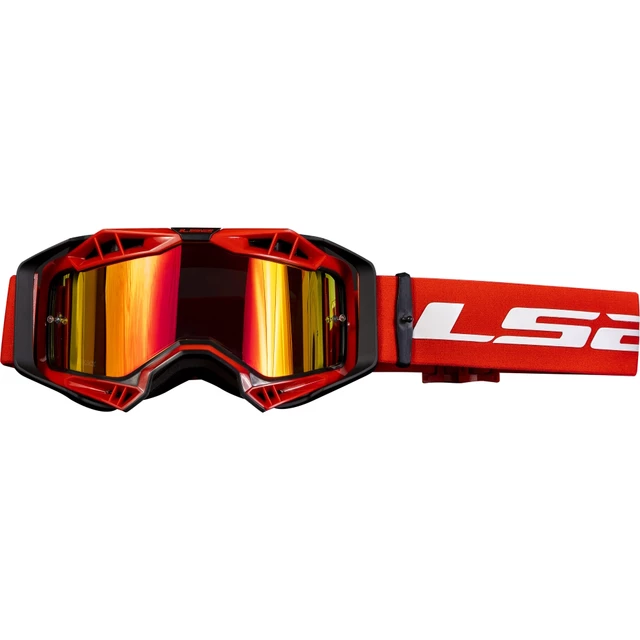 Motokrosové okuliare LS2 Aura Pro Black Red irídiové sklo
