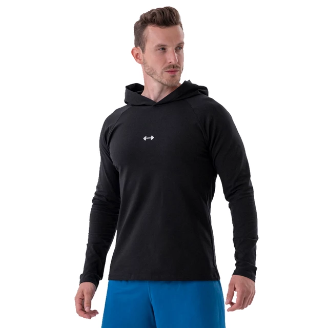 Men’s Long-Sleeve Hooded T-Shirt Nebbia 330 - Black