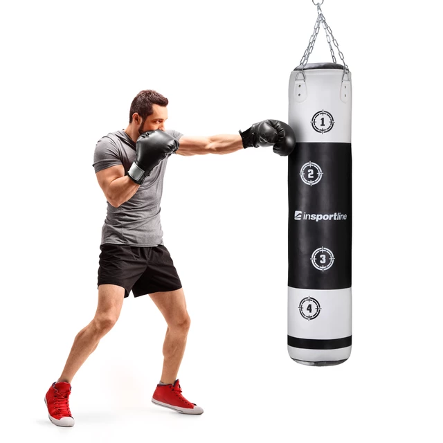 Worek bokserski treningowy inSPORTline Robkin 35x150cm / 40kg - Czarno-biały - Czarno-biały