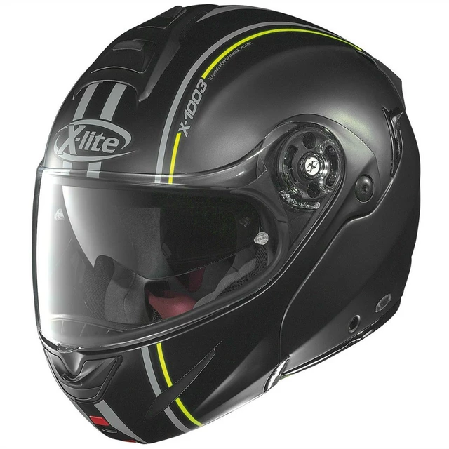 Moto helma X-lite X-1003 Millstatt N-Com - Flat Black-Yellow