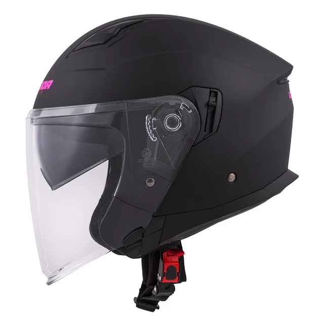 Cassida Jet Tech Schwarz Matt/Pink Logo 2023 Motorradhelm