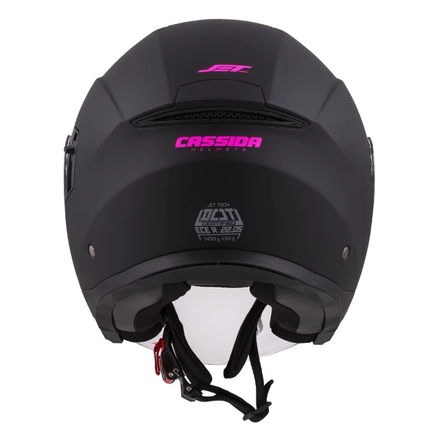 Motorcycle Helmet Cassida Jet Tech Matte Black/Pink Logos 2023