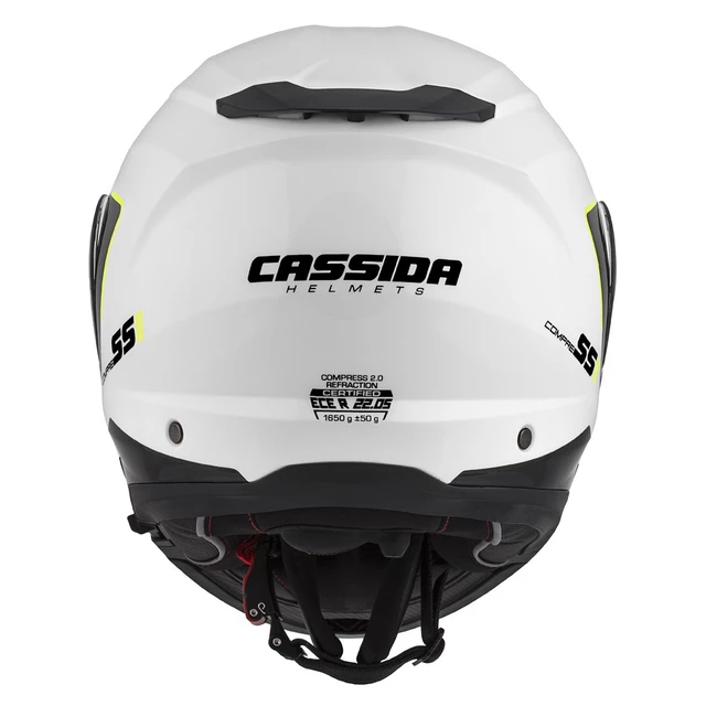 Motorradhelm Cassida Compress 2.0 Refraction weiß/schwarz/gelb fluo P/J