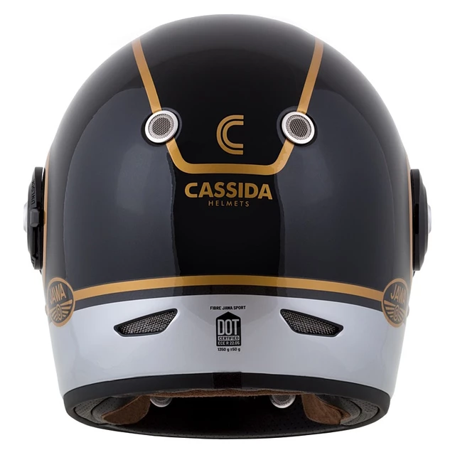 Moto prilba Cassida Fibre Jawa Sport čierna/strieborná/zlatá