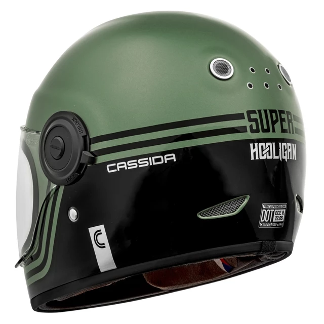 Moto prilba Cassida Fibre Super Hooligan čierna/metalická, zelená/šedá