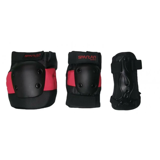 Zestaw ochraniaczy na dłonie, łokcie i kolana Spartan Coolmax - 6 sztuk - Czarno-czerwony - Czarno-czerwony