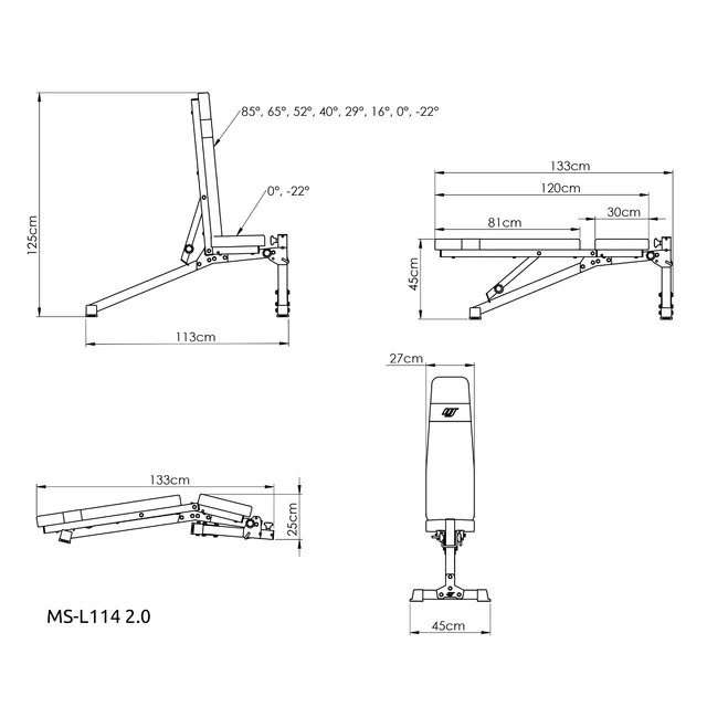 Összecsukható, állítható edzőpad MS-L114 2.0 - Marbo Sport