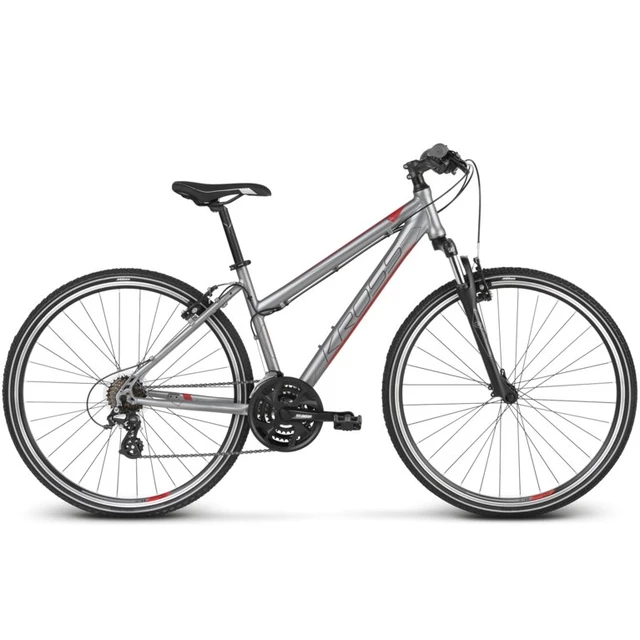 Női cross kerékpár Kross Evado 2.0 D 28" - modell 2022 - ezüst/piros - ezüst/piros