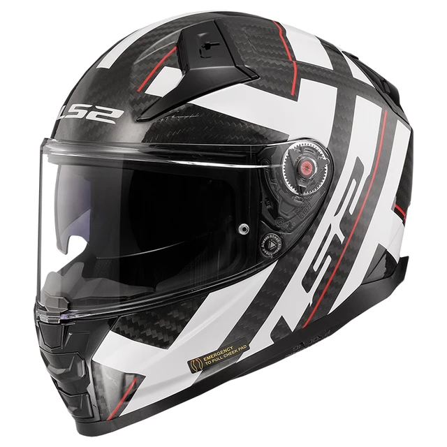 Motorcycle Helmet LS2 FF811 Vector II Carbon Strong Glossy White -  inSPORTline