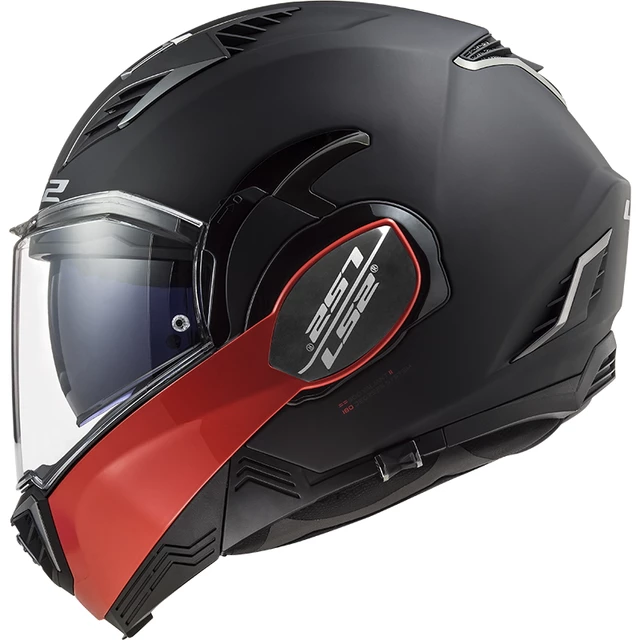 Flip-Up Motorcycle Helmet LS2 FF900 Valiant II Hammer P/J - Matt Black Red