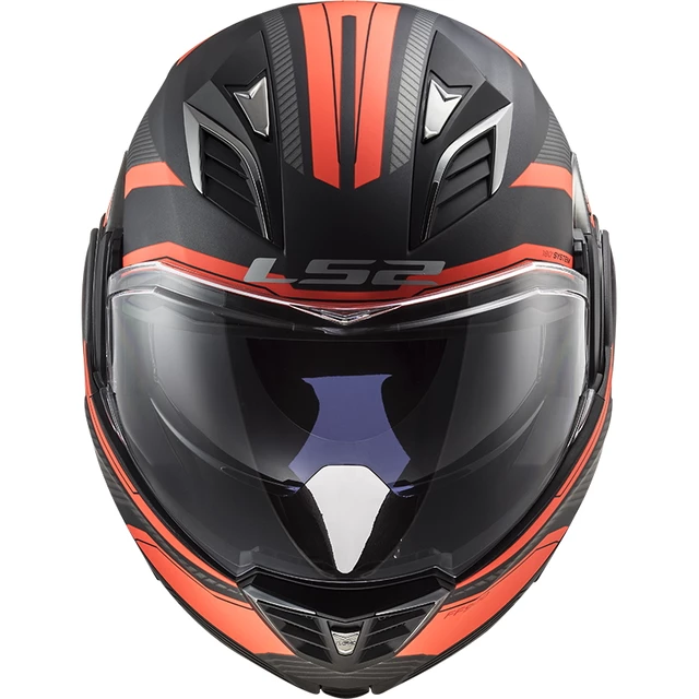 Flip-Up Motorcycle Helmet LS2 FF900 Valiant II Revo P/J - Matt Titanium Fluo Orange