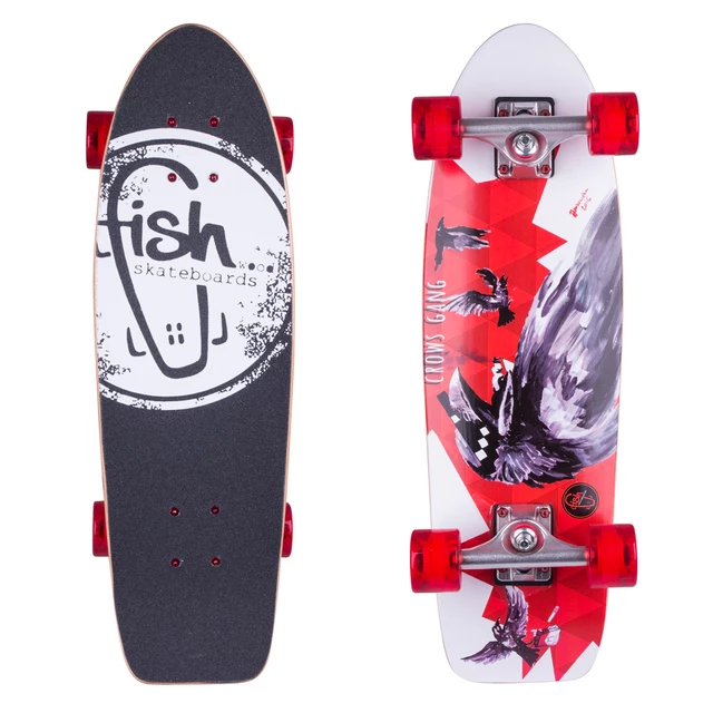 Mini longboard Fish Old School Cruiser Crow 26" - Silver-Transparent Red