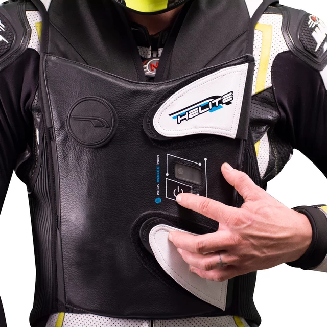Závodní airbagová vesta Helite e-GP Air, elektronická - černo-bílá