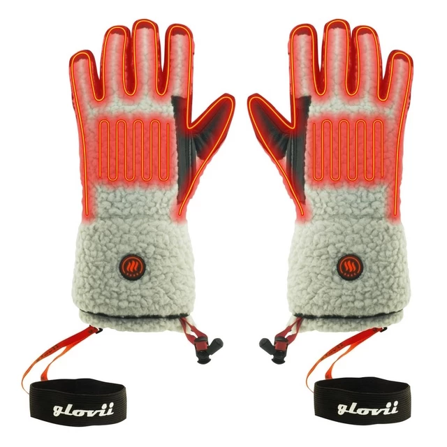 Heated Faux Shearling Gloves Glovii GS3 - Beige-Black - Beige-Black