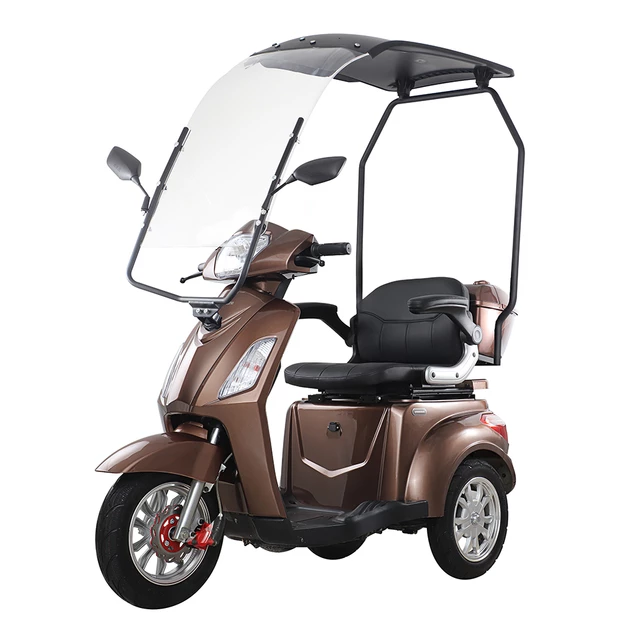 Three-Wheel Electric Scooter inSPORTline Zorica w/ Roof - Brown - Brown