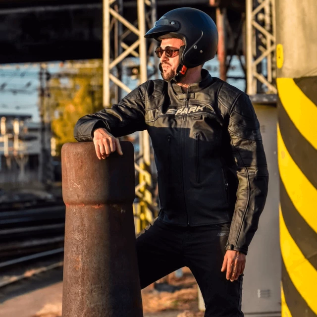 Men’s Leather Moto Jacket SPARK Dark