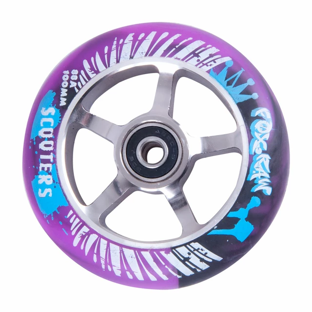 Spare wheel for scooter FOX PRO Raw 03 100 mm - Red-Silver - Violet-Silver with Graphics