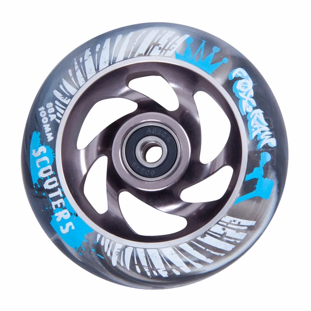 Spare wheel for scooter FOX PRO Raw 03 100 mm - Grey-Silver with Graphics