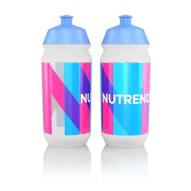 Sports Water Bottle Nutrend Tacx Bidon 019 500 ml - White with Light Blue Print - White with Blue-Pink Print