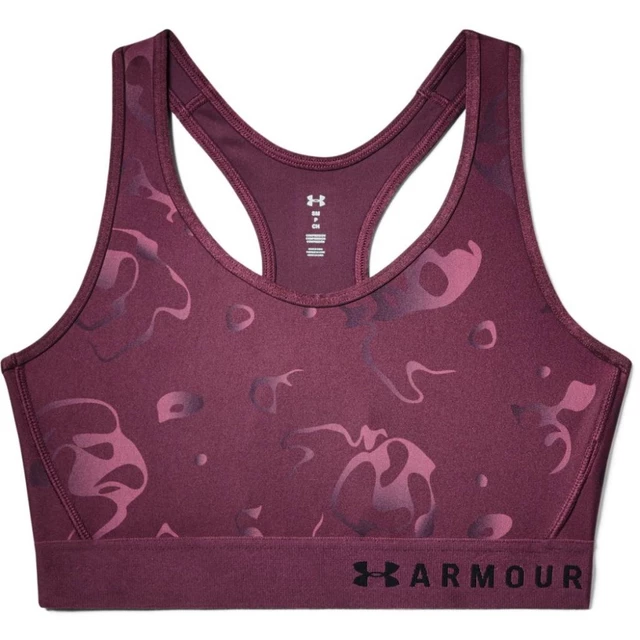 Women’s Sports Bra Under Armour Mid Keyhole Print - Black/Black/White - Level Purple