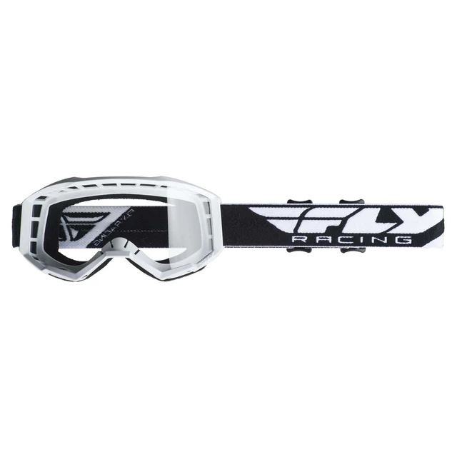 Motocross Goggles Fly Racing Focus 2019 - White, Clear Plexi without Pins