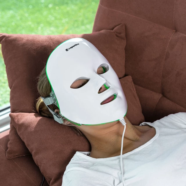 Pielęgnacyjna maska do twarzy, terapia światłem LED fotonowa inSPORTline Manahil