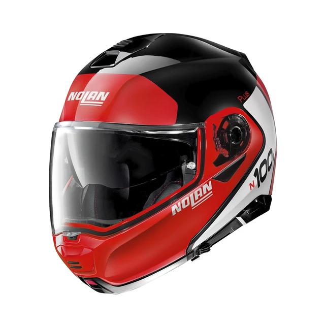 Motorcycle Helmet Nolan N100-5 Plus Distinctive N-Com P/J - Glossy Black-Red - Glossy Black-Red
