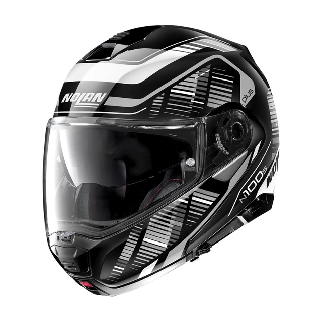 Motorcycle Helmet Nolan N100-5 Plus Starboard N-Com P/J - Glossy Black-Red - Glossy Black