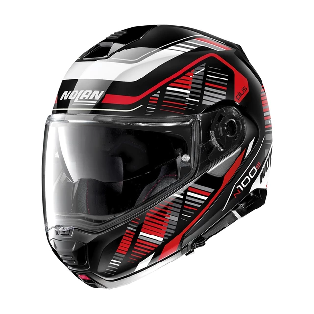 Motorcycle Helmet Nolan N100-5 Plus Starboard N-Com P/J - Glossy Black-Red - Glossy Black-Red
