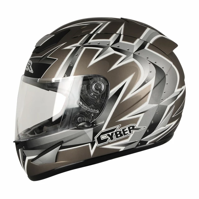 Motorcycle Helmet Cyber US 95 - Silver and Graphics