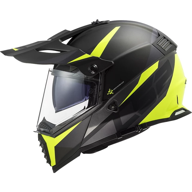 Motorcycle Helmet LS2 MX436 Pioneer Evo - Router Matt Black H-V Yellow